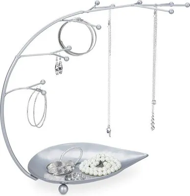 Produktbild von Schmuckbaum mit 12 Haken - Metall, Blattform