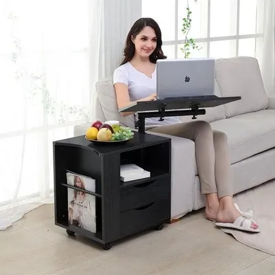 Obrázek produktu pro Funkční noční stolek do postele - Nastavitelný dřevěný noční stolek - Snídaně do postele - Práce v posteli