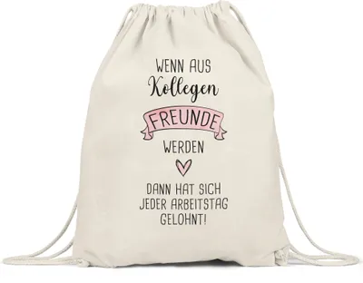 Produktbild von Wenn Aus Kollegen Freunde Werden Turnbeutel Gymsack Lieblingskollegin Arbeit Büro-Beutel Kollegin Geschenk
