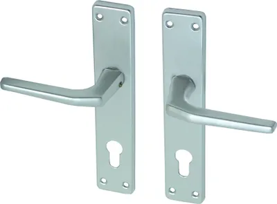 Immagine prodotto di Maniglie per porte con piastra in alluminio PC Distanza 85 mm - Modello quadrato - Per pezzo