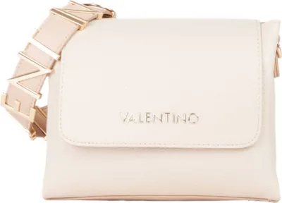 A studio shot of a cream-colored Valentino handbag.