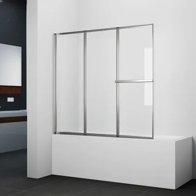 Obrázek produktu pro Vanová skládací zástěna MARWELL Silver Vital chrom, 3-dílná, 166x140 cm - sprchová přepážka s držákem na ručníky
