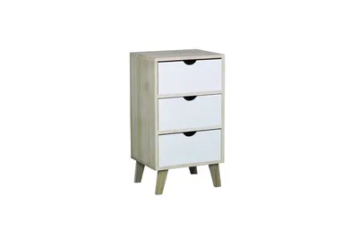Produktbild von SIT Möbel Nachtkommode mit 3 Schubladen | Kiriholz + MDF | natur-weiß | B 36 x T 30 x H 64 cm | 12114-01 | Serie MACAO