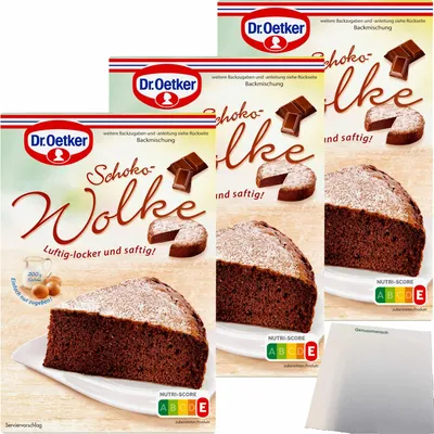 Produktbild von Dr. Oetker Schoko Wolke Backmischung 3er Pack (3x455g Packung) + usy Block