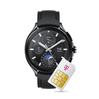 Produktbild von Watch 2 Pro: Stilvolle LTE-Smartwatch mit schwarzem Silikonarmband - Erhältlich mit dem Telekom Smart Connect S Tarif