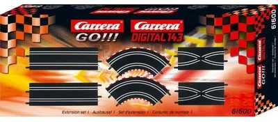 Produktbild von Carrera GO!!! Streckenerweiterungsset, Erweiterungsset 1, 2 Kurven 1/90°, 2 Spurwechsel, 2 Geraden 342 mm, Ab 6 Jahren