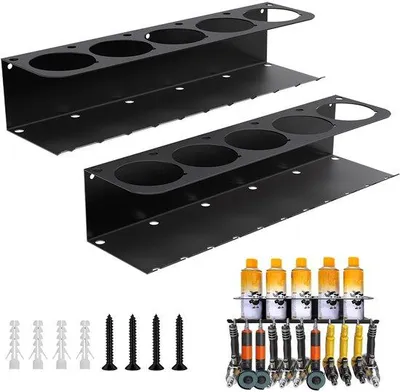 Image de Support mural pour bombes aérosols en acier au carbone, 3 pouces, lot de 2, avec 5 trous