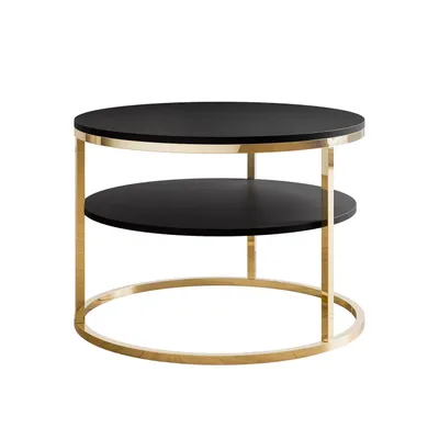 Produktbild von CIRI MAT Couchtisch mit Ablage und Gestell, Gold Chrom / Schwarz Matt