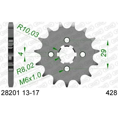 Produktbild von AFAM Stahl Standard Ritzel vorne - 428