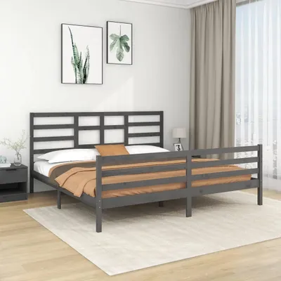 Produktbild von The Living Store Massivholzbett Grau 200x200 cm