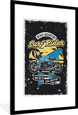 Produktbild von MuchoWow® MuchoWow® Gerahmtes Poster Jahrgang - Motorrad - Design 60x90 cm - Poster mit zchwarzem Bilderrahmen - Dekoration - Wandposter Wohnzimmer - Hochwertig