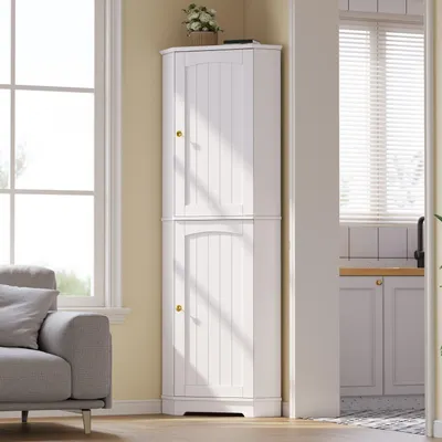 Produktbild von STILVORA Eckschrank mit 2 Türen und verstellbaren Einlegeböden, Aufbewahrungsschrank mit Stauraum, Sideboard für Küche, Esszimmer und Wohnzimmer