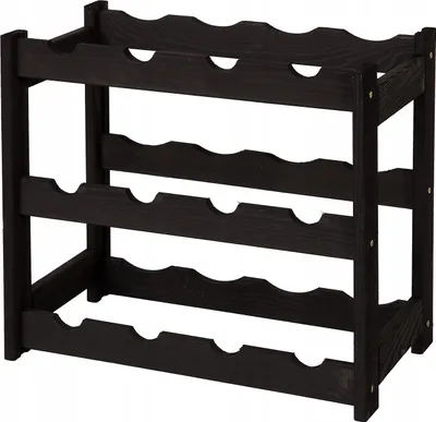 Immagine prodotto di STOLMAK Portabottiglie in Legno per 12 Bottiglie 44x35x25 cm Nero Naturale Caffale Vino Cantinetta Porta Bottiglie da Terra