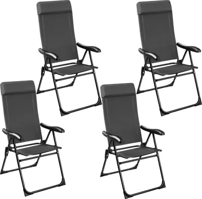 Image de Chaise de camping pliable MÜRITZ en aluminium avec appui-tête - Lot de 4