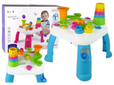 Produktbild von Leantoys Interaktiver Lerntisch Ballsortierer Rutsche Blau