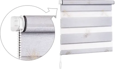 Produktbild von DOPPELROLLO mit Pailletten und Glanzfaser Feder Grau Gold Glanzfaser BH2611 (120x200cm)