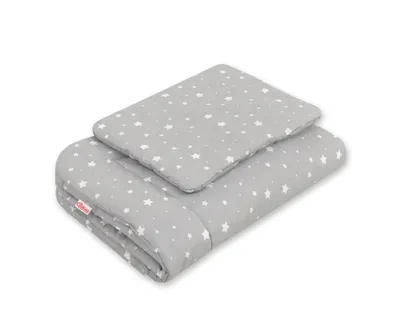 Produktbild von Babybettwäscheset mit Füllung, 2-teilig, 75x100cm NEWBORN - Mini weiße Sterne auf grau