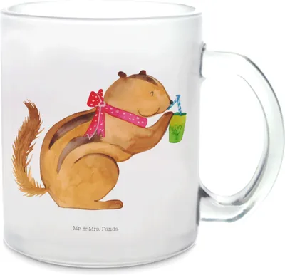 Produktbild von Mr. & Mrs. Panda Teetasse Eichhörnchen Smoothie - Transparent - Geschenk, Trinkglas, Häferl, getränkebecher, Streifenhörnchen, Tee Tasse, Pott, Diät, Lustige Sprüche