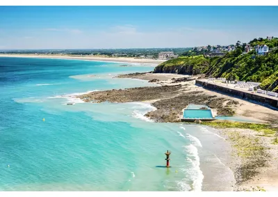 Image de Tableau mural encadré Plage Granville 65x97 cm, Tableau mural moderne pour décoration intérieure