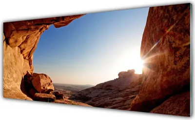 Produktbild von Acrylglasbilder 125x50 Wandbild Druck Felsen Sonne Landschaft