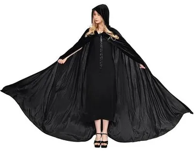 Zdjęcie produktu dla Peleryna z kapturem aksamitna czarna kostium wampira halloween dorosłe
