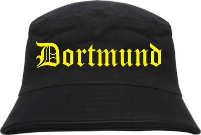 Produktbild von Dortmund Fischerhut - Altdeutsch - bedruckt - Bucket Hat Anglerhut Hut L/XL Schwarz
