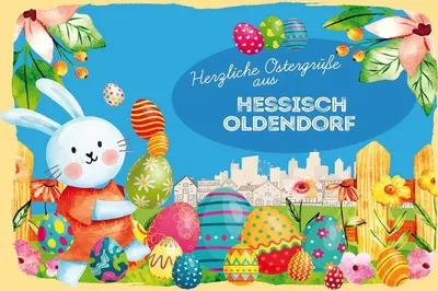 Produktbild von vianmo Holzschild 12x18 cm Ostergrüße HESSISCH OLDENDORF