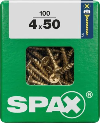 Produktbild von SPAX 4081020400507, Schraube, Stahl, Zink, Holz, Flachkopf, Pozidriv, Gelb