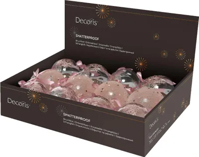 Immagine prodotto di Palline di Natale in plastica con motivo 8 cm rosa trasparente, set da 12
