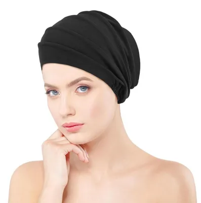 Immagine prodotto di Turbante chemio per donne, cuffia plissettata, copricapo per perdita di capelli, in poliestere