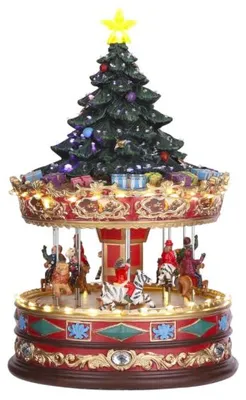 Productafbeelding van Kerst kersthuisje carousel with christmas tree on top adapter included Luville