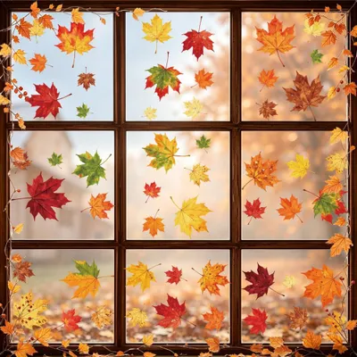 Fensteraufkleber Esdoornblatt, 9 Stück, 20x28,5 cm, PVC, Herbstdeko