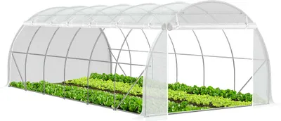 Produktbild von VOUNOT® Gewächshaus Foliengewächshaus, Seitenwände Aufrollbar, 6x3x2m 18m², Weiß