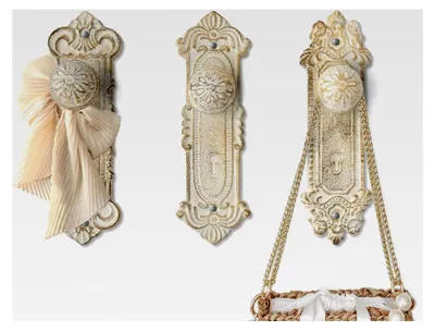 Produktbild von Dekorative Gusseisen-Wandhaken im Shabby Chic, Weiß, 3er-Set, inklusive Schrauben und Dübel, Antike Haken zum Aufhängen von Kleidung