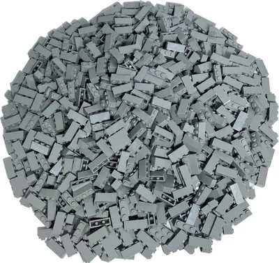 A pile of small, gray LEGO bricks.