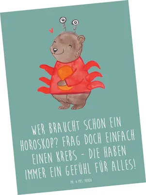 Produktbild von Mr. & Mrs. Panda Grußkarte Krebs Gefühl - Meeresbrise - Geschenk, Sternzeichen, Ansichtskarte, Intuition, feinfühlig, Geschenke Astrologie, Motivkarte, Ansichtskarten