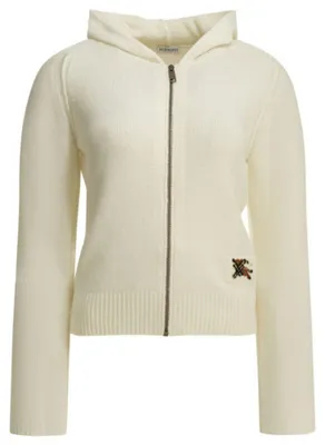 Imagen del producto de Chaleco de lana BURBERRY para mujer, color blanco, con cremallera, talla XS