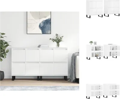 Image de vidaXL Sideboards 2 pcs. Blanc brillant Matériau dérivé du bois - Sideboards