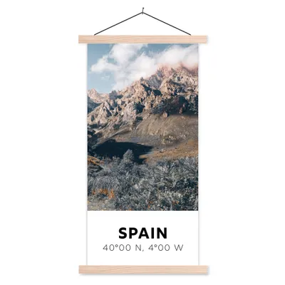 Produktbild von MuchoWow® Textilposter Spanien - Berge - Sommer 60x120 cm mit holzfarbenen Rahmen - Holz