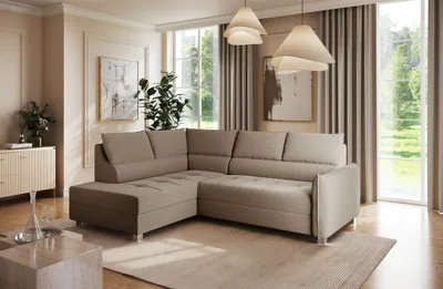 Produktbild von Ecksofa Schlafsofa Sofa MARNO in Stoff Vogue Taupe Ottomane Links