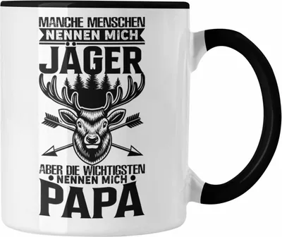 Produktbild von Trendation - Jäger Papa Vater Geschenke für Männer Tasse Geschenkidee Vatertag (Schwarz)