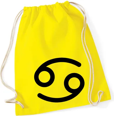 Produktbild von Huuraa Turnbeutel Krebs Sternzeichen Zeichen 12 Liter Yellow Baumwolle Rucksack Geschenkidee