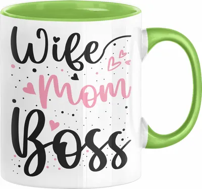 Produktbild von Wife Mom Boss Tasse Geschenk Mutter Mama zum Muttertag Muttertagsgeschenk (Grün)