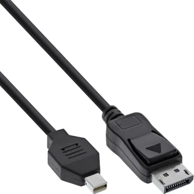 Produktbild von InLine Mini DisplayPort zu DisplayPort Kabel, schwarz, 5m, 5 m, Mini DisplayPort, DisplayPort, Männlich, Männlich, 3840 x 2160 Pixel