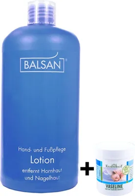 Produktbild von Balsan Fußpflege Hornhautentferner Lotion 500 ml + Vaseline