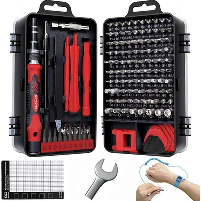 Produktbild von Feinmechaniker Schraubendreher-Set 140-teilig Präzisionswerkzeug-Kit für Elektronik Reparaturen PC Laptop Smartphone iPhone Rot