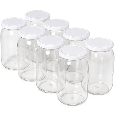 Produktbild von MIKONI 24 Stück Einweckgläser 900 ml mit Weiß Deckel, Einmachgläser, Vorratsgläser, Einmachglas, Marmeladengläser