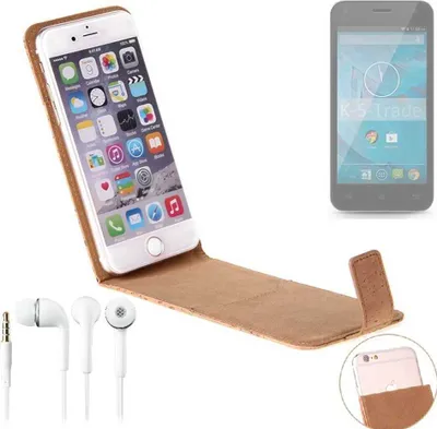 Produktbild von K-S-Trade Schutzhülle mit Kopfhörer kompatibel mit Qilive Q.4868 Handyhülle Cover Kork Tasche Flipstyle Case