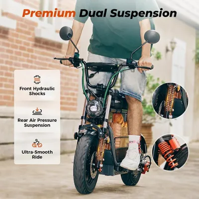 Obrázok produktu pre DX5 – elektrický skúter – motor 1500 W – batéria 48 V 15,6 Ah – maximálna rýchlosť 55 km/h – dojazd 60–72 km – kolesá 38 cm – čierna farba