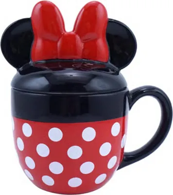 Produktbild von Minnie Mouse - Becher mit Deckel, Geformt, 425ml CD2031 (Einheitsgröße) (Rot/Weiß/Schwarz)